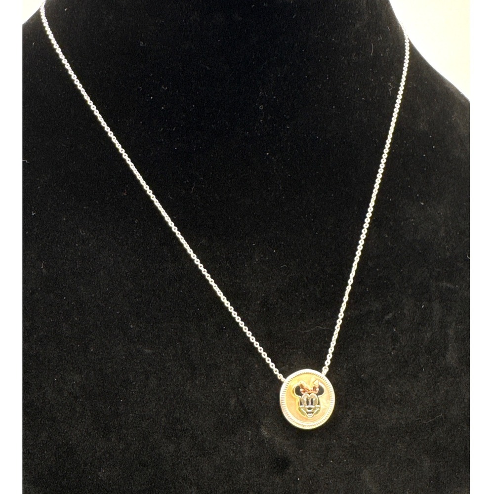 Disney 100th Anniversary Dainty Minnie Mouse Necklace Silver Rose‎ Gold Tone 18"